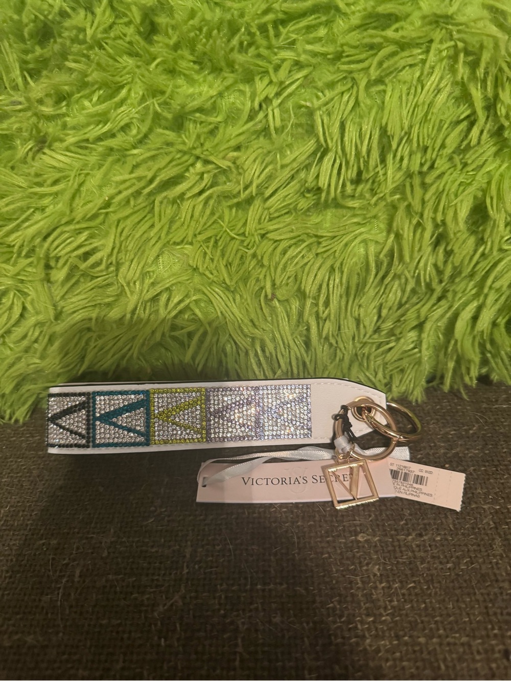 Victoria's Secret Wristlet Keychain with Multicolor Crystal Accents New With Tag